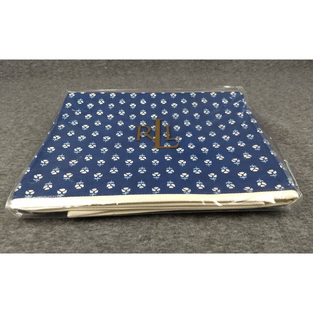 Ralph Lauren Cote D'Azur Twin Flat Sheet Indigo Floral Cotton 350TC Italy NEW - Picture 3 of 13